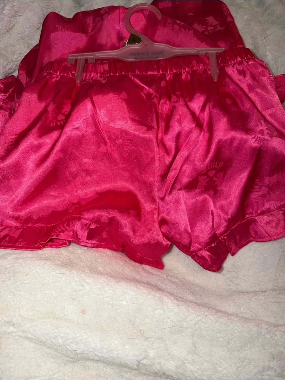 Girls Juicy Couture Hot Pink Satin Button-Up PJ set 7/8 NWT